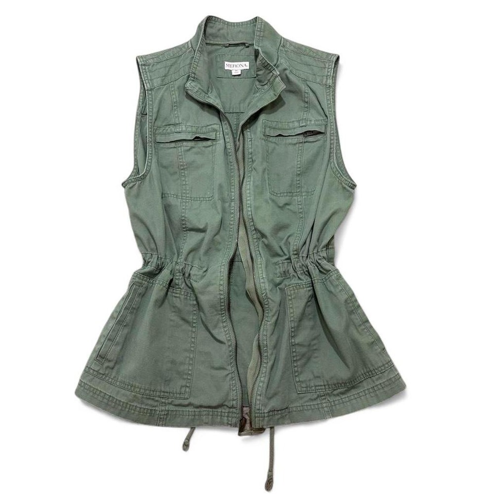 Olive Green Utility Vest Gorpcore Grunge Casual Outdoors Cotton Merona XL